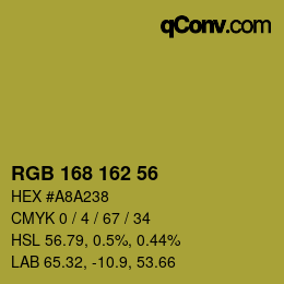 Color code: RGB 168 162 56 | qconv.com