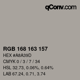 カラーコード: RGB 168 163 157 | qconv.com