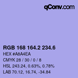 カラーコード: RGB 168 164.2 234.6 | qconv.com