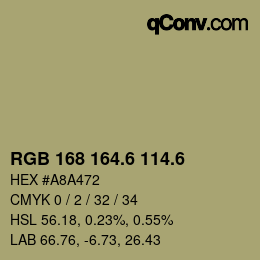 カラーコード: RGB 168 164.6 114.6 | qconv.com