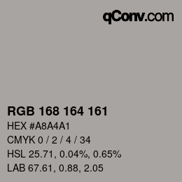 Farbcode: RGB 168 164 161 | qconv.com