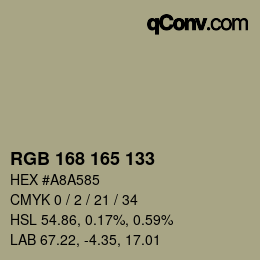 Code couleur: RGB 168 165 133 | qconv.com