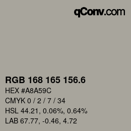 カラーコード: RGB 168 165 156.6 | qconv.com