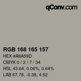カラーコード: RGB 168 165 157 | qconv.com