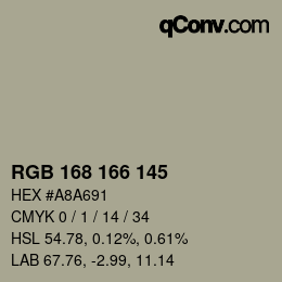 Farbcode: RGB 168 166 145 | qconv.com