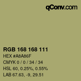カラーコード: RGB 168 168 111 | qconv.com