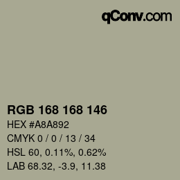 Color code: RGB 168 168 146 | qconv.com