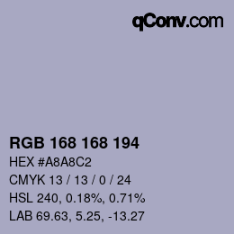 Color code: RGB 168 168 194 | qconv.com