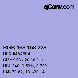 Color code: RGB 168 168 228 | qconv.com
