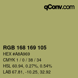 Color code: RGB 168 169 105 | qconv.com