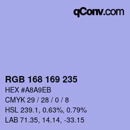 颜色代码: RGB 168 169 235 | qconv.com