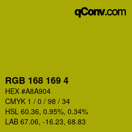 Color code: RGB 168 169 4 | qconv.com