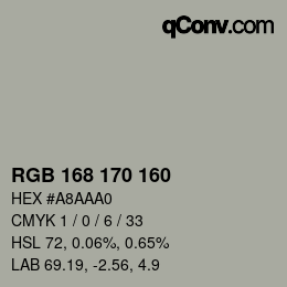 Farbcode: RGB 168 170 160 | qconv.com