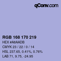 Color code: RGB 168 170 219 | qconv.com