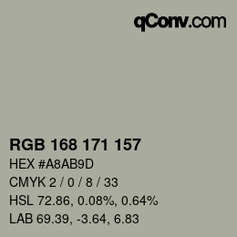 Color code: RGB 168 171 157 | qconv.com