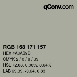 Código de color: RGB 168 171 157 | qconv.com