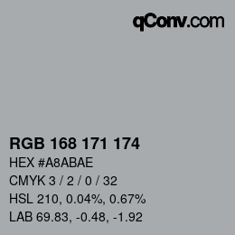 Color code: RGB 168 171 174 | qconv.com