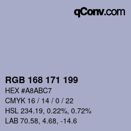 Código de color: RGB 168 171 199 | qconv.com