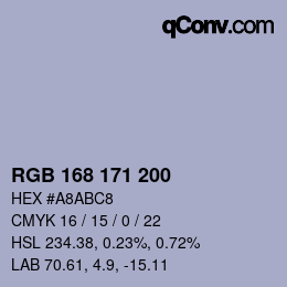 颜色代码: RGB 168 171 200 | qconv.com