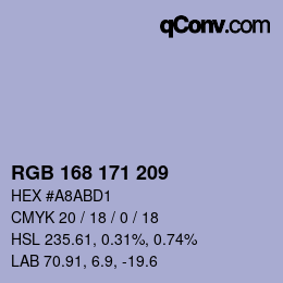 Farbcode: RGB 168 171 209 | qconv.com