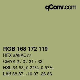 颜色代码: RGB 168 172 119 | qconv.com