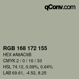 颜色代码: RGB 168 172 155 | qconv.com