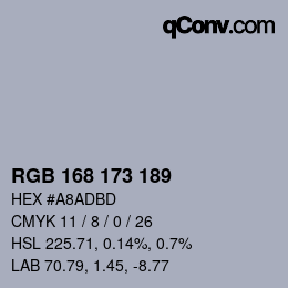 Color code: RGB 168 173 189 | qconv.com