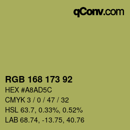 Código de color: RGB 168 173 92 | qconv.com