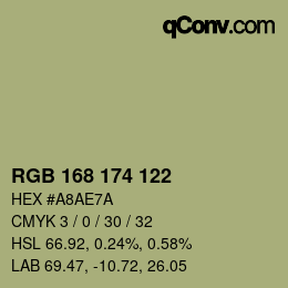 Código de color: RGB 168 174 122 | qconv.com