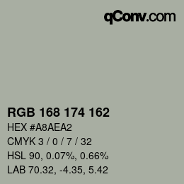 Color code: RGB 168 174 162 | qconv.com