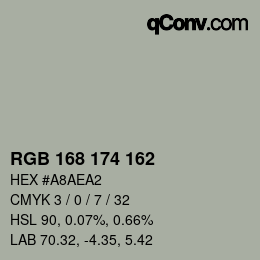 Color code: RGB 168 174 162 | qconv.com