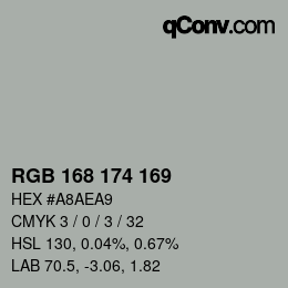 カラーコード: RGB 168 174 169 | qconv.com