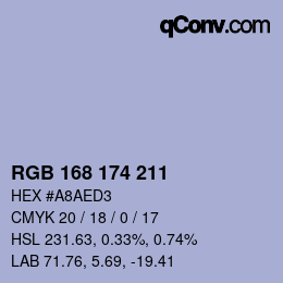 Color code: RGB 168 174 211 | qconv.com