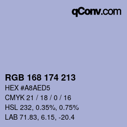 Color code: RGB 168 174 213 | qconv.com