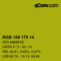 颜色代码: RGB 168 175 14 | qconv.com