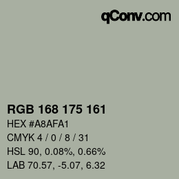 Color code: RGB 168 175 161 | qconv.com