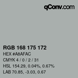 Code couleur: RGB 168 175 172 | qconv.com