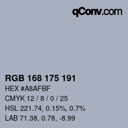 Código de color: RGB 168 175 191 | qconv.com