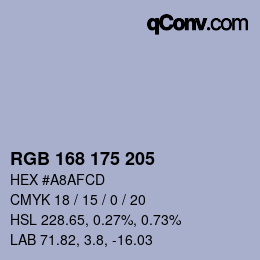 Color code: RGB 168 175 205 | qconv.com