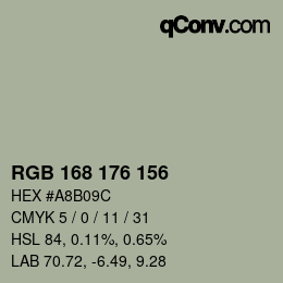 カラーコード: RGB 168 176 156 | qconv.com