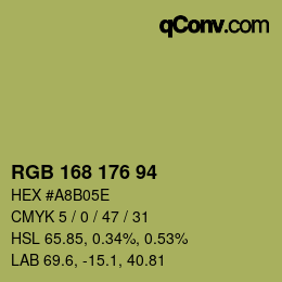 颜色代码: RGB 168 176 94 | qconv.com