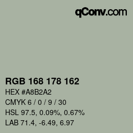 Color code: RGB 168 178 162 | qconv.com