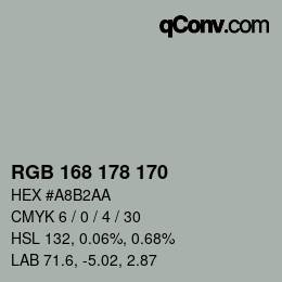 颜色代码: RGB 168 178 170 | qconv.com