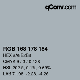 Farbcode: RGB 168 178 184 | qconv.com