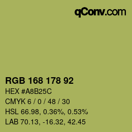 カラーコード: RGB 168 178 92 | qconv.com
