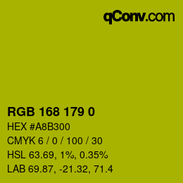 Color code: RGB 168 179 0 | qconv.com