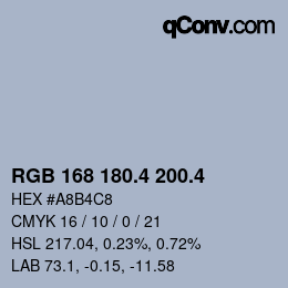 カラーコード: RGB 168 180.4 200.4 | qconv.com