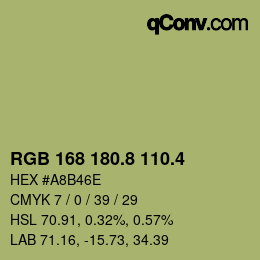 カラーコード: RGB 168 180.8 110.4 | qconv.com