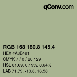 カラーコード: RGB 168 180.8 145.4 | qconv.com