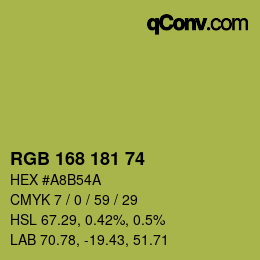 Color code: RGB 168 181 74 | qconv.com